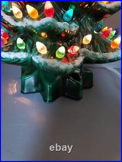 Vintage Ceramic Christmas Tree Large Branded Flocked Light Up