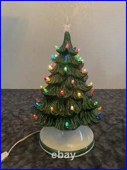 Vintage Ceramic Christmas Tree Large Tall 13 With Light Base Vintage Ceramic Christmas Tree Large Tall 13 With Light Base