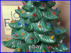 Vintage Ceramic Christmas Tree Light Up 17 With Base READ & SEE PICS