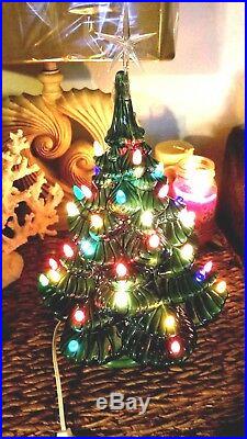 Vintage Ceramic Christmas Tree Light Up Byron Mold 1970 Large Excellent