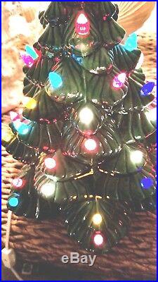 Vintage Ceramic Christmas Tree Light Up Byron Mold 1970 Large Excellent