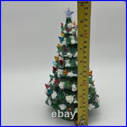Vintage Ceramic Christmas Tree Light Up Multi-Color Snow Star With Lamp Base