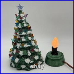 Vintage Ceramic Christmas Tree Light Up Multi-Color Snow Star With Lamp Base