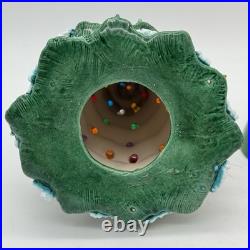 Vintage Ceramic Christmas Tree Light Up Multi-Color Snow Star With Lamp Base