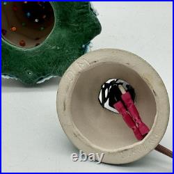 Vintage Ceramic Christmas Tree Light Up Multi-Color Snow Star With Lamp Base