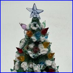 Vintage Ceramic Christmas Tree Light Up Multi-Color Snow Star With Lamp Base