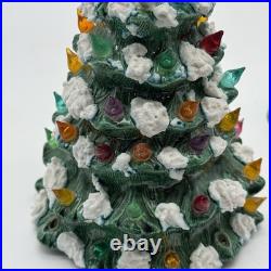 Vintage Ceramic Christmas Tree Light Up Multi-Color Snow Star With Lamp Base
