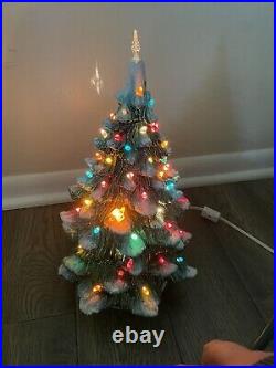 Vintage Ceramic Christmas Tree Light With Birds And Lights By Artist Micki 12