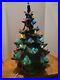 Vintage Ceramic Christmas Tree Lighted 14.5 Tall green base