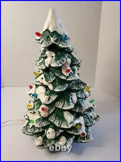 Vintage Ceramic Christmas Tree Lighted with Multi Colored Bulbs WORKS with Box
