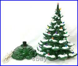 Vintage Ceramic Christmas Tree Mold Lighted 16 Green Snow Capped Light Base