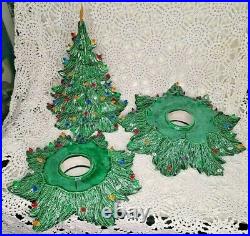 Vintage Ceramic Christmas Tree Nowell HUGE 4 Piece Stunning 21 Tall Excellent