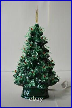 Vintage Ceramic Christmas Tree Rare Holly Berry Holland Mold Star Signed 1981