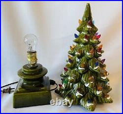 Vintage Ceramic Christmas Tree Raymond Lamp Co. 17.5 Tall Forest Green with Snow