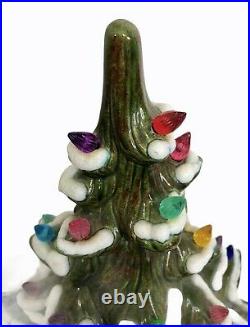 Vintage Ceramic Christmas Tree Snow Flocked Multicolor Lights 14 Replaced Base