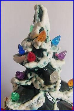 Vintage Ceramic Christmas Tree Snow lights Birds HUGE 23 Rare Music Box Base