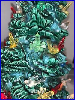 Vintage Ceramic Christmas Tree Tampa Bay Mold Rare Chamberstick Bird Bulb 1990