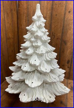 Vintage Ceramic Christmas Tree White Textured 18.5 Tall No Base or Lights