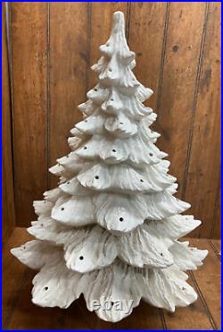 Vintage Ceramic Christmas Tree White Textured 18.5 Tall No Base or Lights