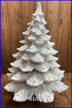 Vintage Ceramic Christmas Tree White Textured 18.5 Tall No Base or Lights