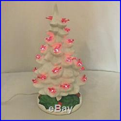 Vintage Ceramic Christmas Tree With Red Birds Holiday Decoration Tabletop