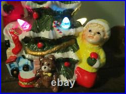 Vintage Ceramic Christmas Tree with Children Presents Teddy Bear GORGEOUS UNIQUE