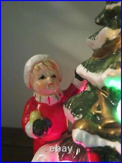 Vintage Ceramic Christmas Tree with Children Presents Teddy Bear GORGEOUS UNIQUE