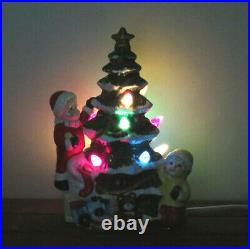 Vintage Ceramic Christmas Tree with Children Presents Teddy Bear GORGEOUS UNIQUE