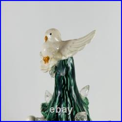 Vintage Ceramic Christmas Tree with Lights & Doves Large 2 pc Green White