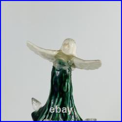 Vintage Ceramic Christmas Tree with Lights & Doves Large 2 pc Green White