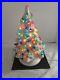 Vintage Ceramic Flocked 2 Part Christmas Tree 14 Extra Birds & Bulb