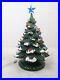 Vintage Ceramic Flocked Lighted Christmas Tree 18 inches With Music Box WORKS