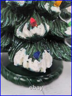 Vintage Ceramic Flocked Lighted Christmas Tree 18 inches With Music Box WORKS