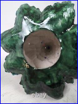 Vintage Ceramic Flocked Lighted Christmas Tree 18 inches With Music Box WORKS