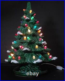 Vintage Ceramic Gilcraft Lighted Christmas Tree with Glitter Snow 16 H