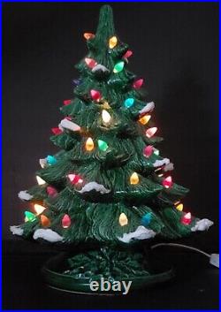 Vintage Ceramic Gilcraft Lighted Christmas Tree with Glitter Snow 16 H