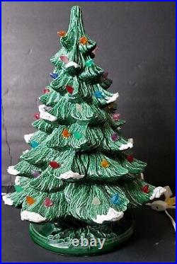 Vintage Ceramic Gilcraft Lighted Christmas Tree with Glitter Snow 16 H