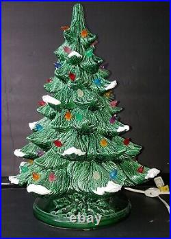 Vintage Ceramic Gilcraft Lighted Christmas Tree with Glitter Snow 16 H