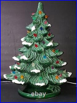 Vintage Ceramic Gilcraft Lighted Christmas Tree with Glitter Snow 16 H