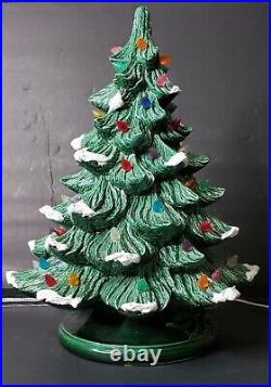 Vintage Ceramic Gilcraft Lighted Christmas Tree with Glitter Snow 16 H