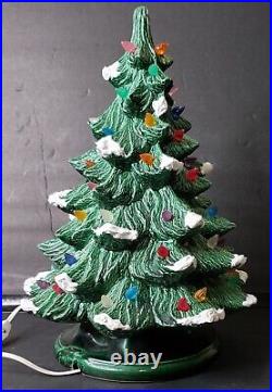 Vintage Ceramic Gilcraft Lighted Christmas Tree with Glitter Snow 16 H