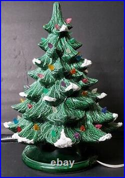 Vintage Ceramic Gilcraft Lighted Christmas Tree with Glitter Snow 16 H