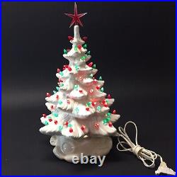 Vintage Ceramic Gloss White Christmas Tree & Lighted Base With Music Box 19+