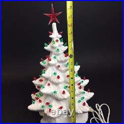 Vintage Ceramic Gloss White Christmas Tree & Lighted Base With Music Box 19+