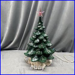 Vintage Ceramic Green Christmas Tree & White Atlantic Mold Base Both Great Color