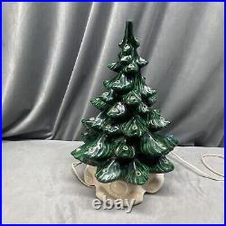 Vintage Ceramic Green Christmas Tree & White Atlantic Mold Base Both Great Color