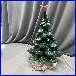 Vintage Ceramic Green Christmas Tree & White Atlantic Mold Base Both Great Color