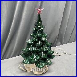 Vintage Ceramic Green Christmas Tree & White Atlantic Mold Base Both Great Color