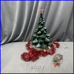 Vintage Ceramic Green Christmas Tree & White Atlantic Mold Base Both Great Color