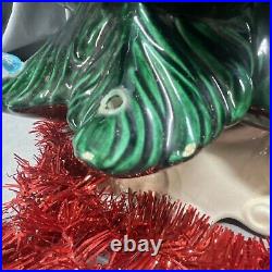 Vintage Ceramic Green Christmas Tree & White Atlantic Mold Base Both Great Color